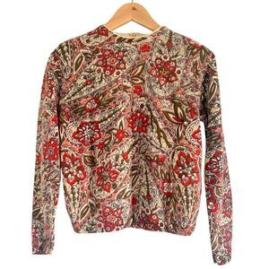 Vintage 1960’s Sportempo Floral Paisley Print Sweater Top